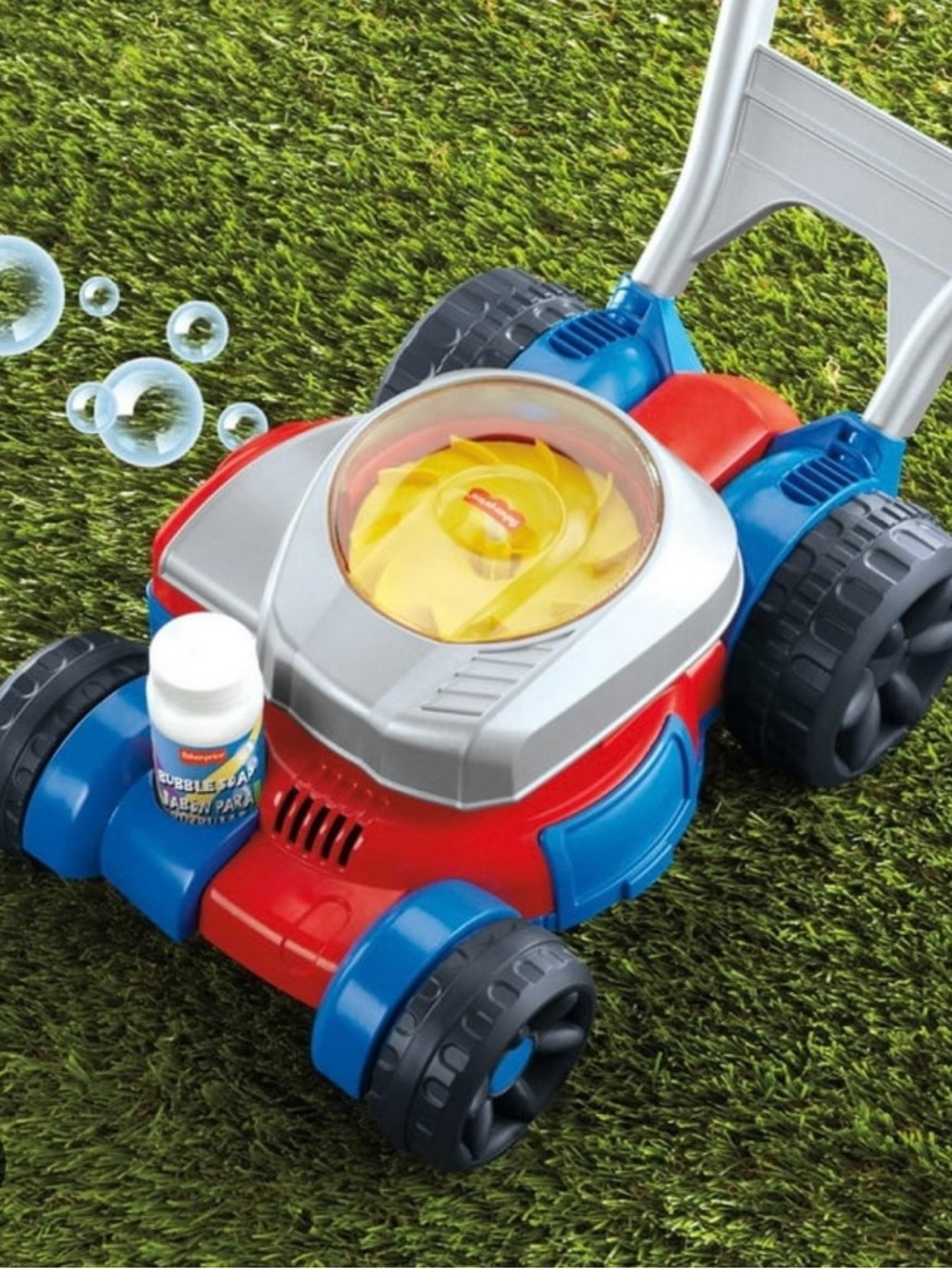 Fisher-Price Red, Blue & Yellow Bubble Mower Toy